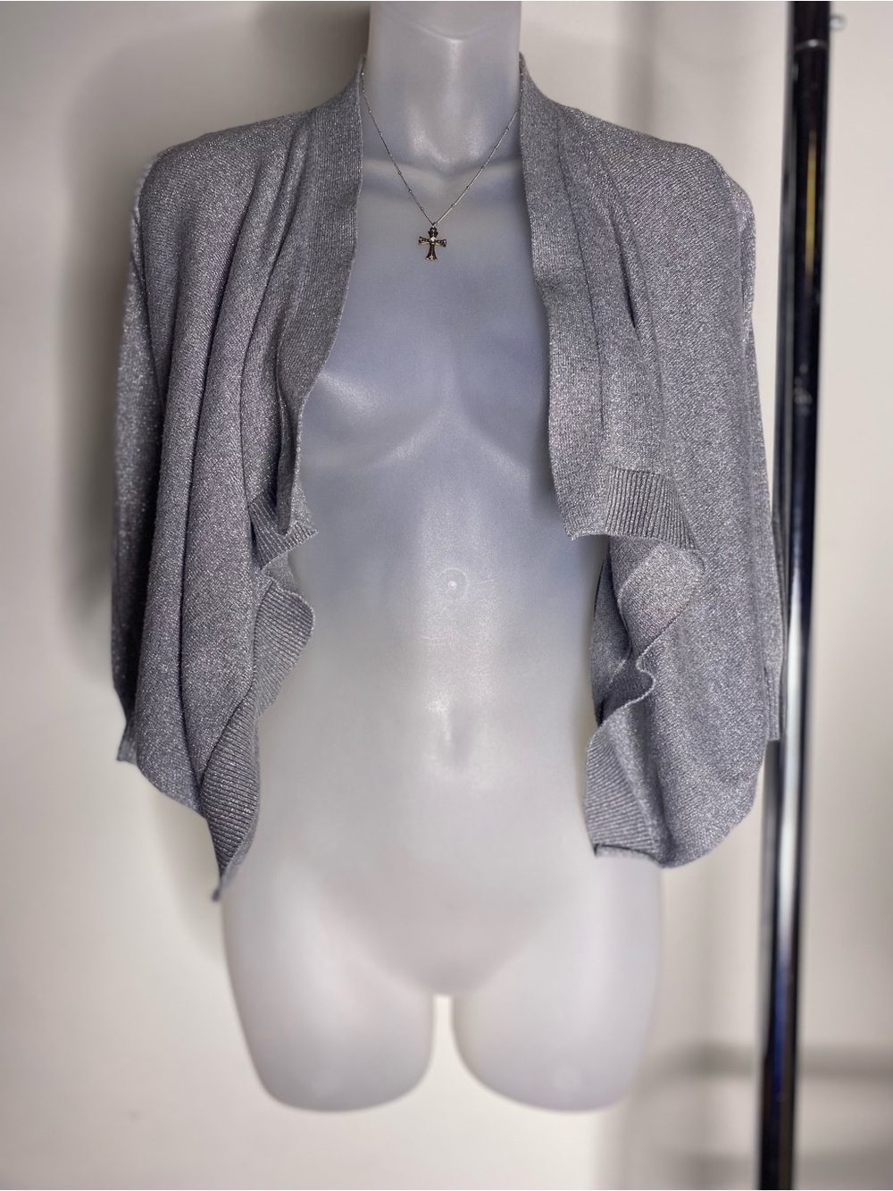 DKNY Grey Shimmer Open-Front cardigan